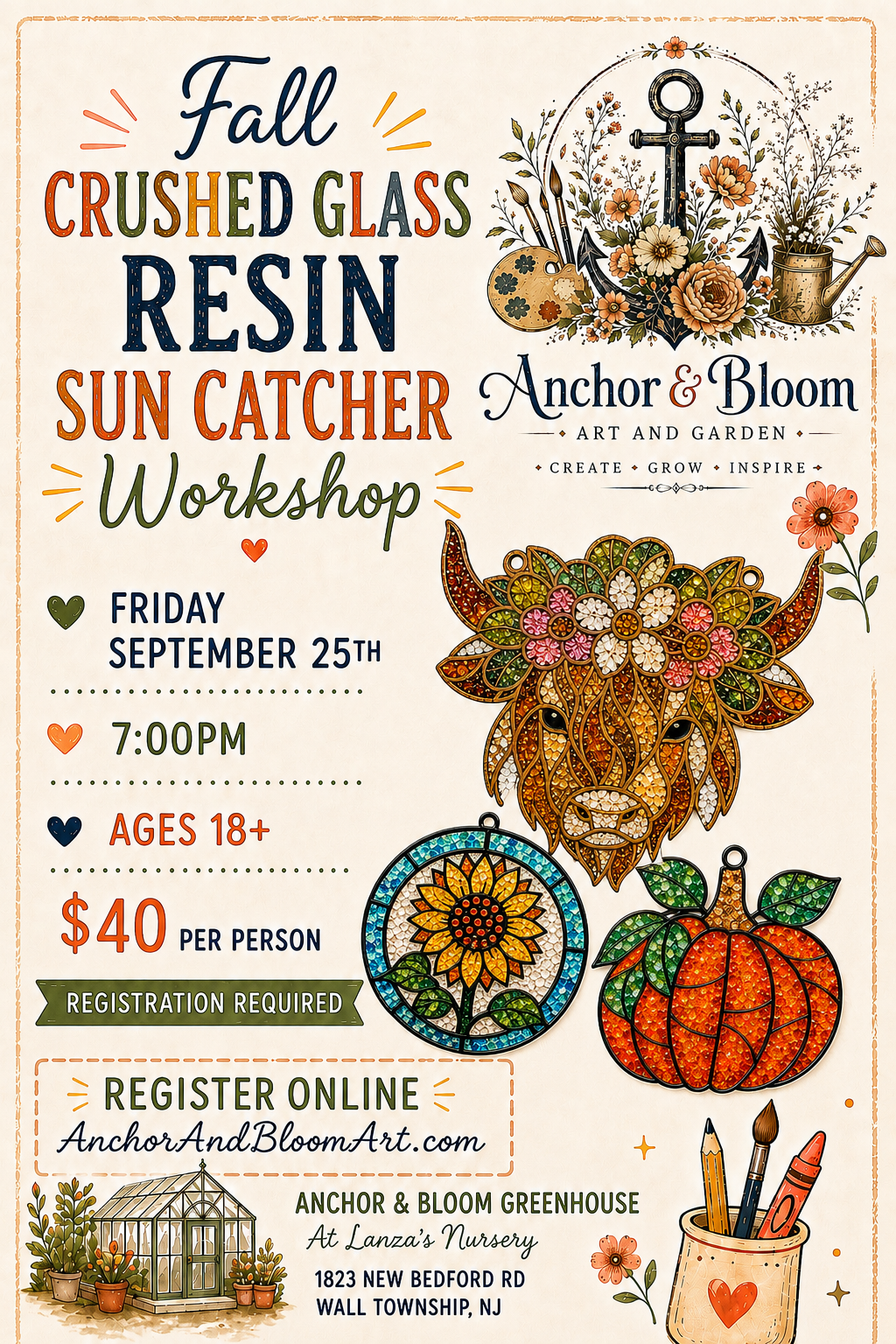 Fall Crushed Glass Resin Sun Catchers - September 25