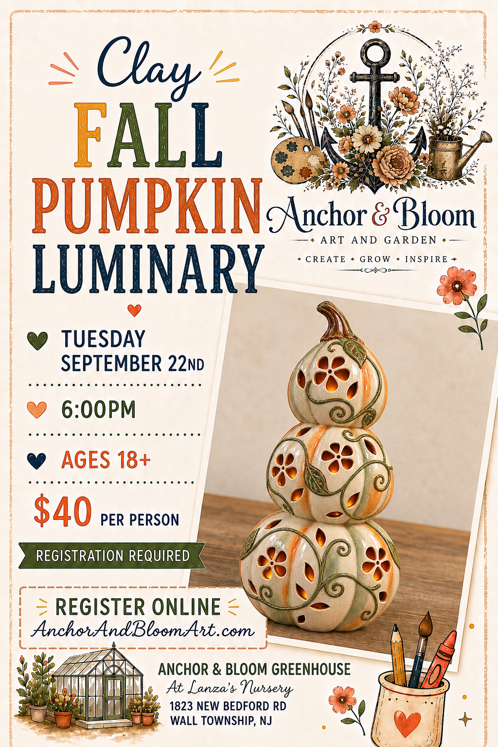 Clay Fall Pumpkin Luminaries - September 22