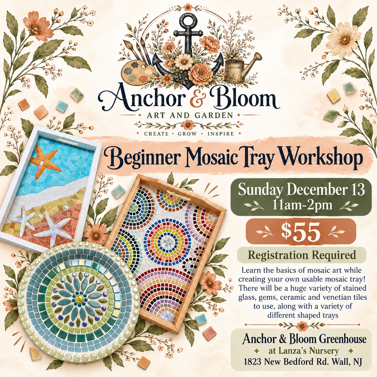 Beginner Mosaic Tray Workshop - December 13