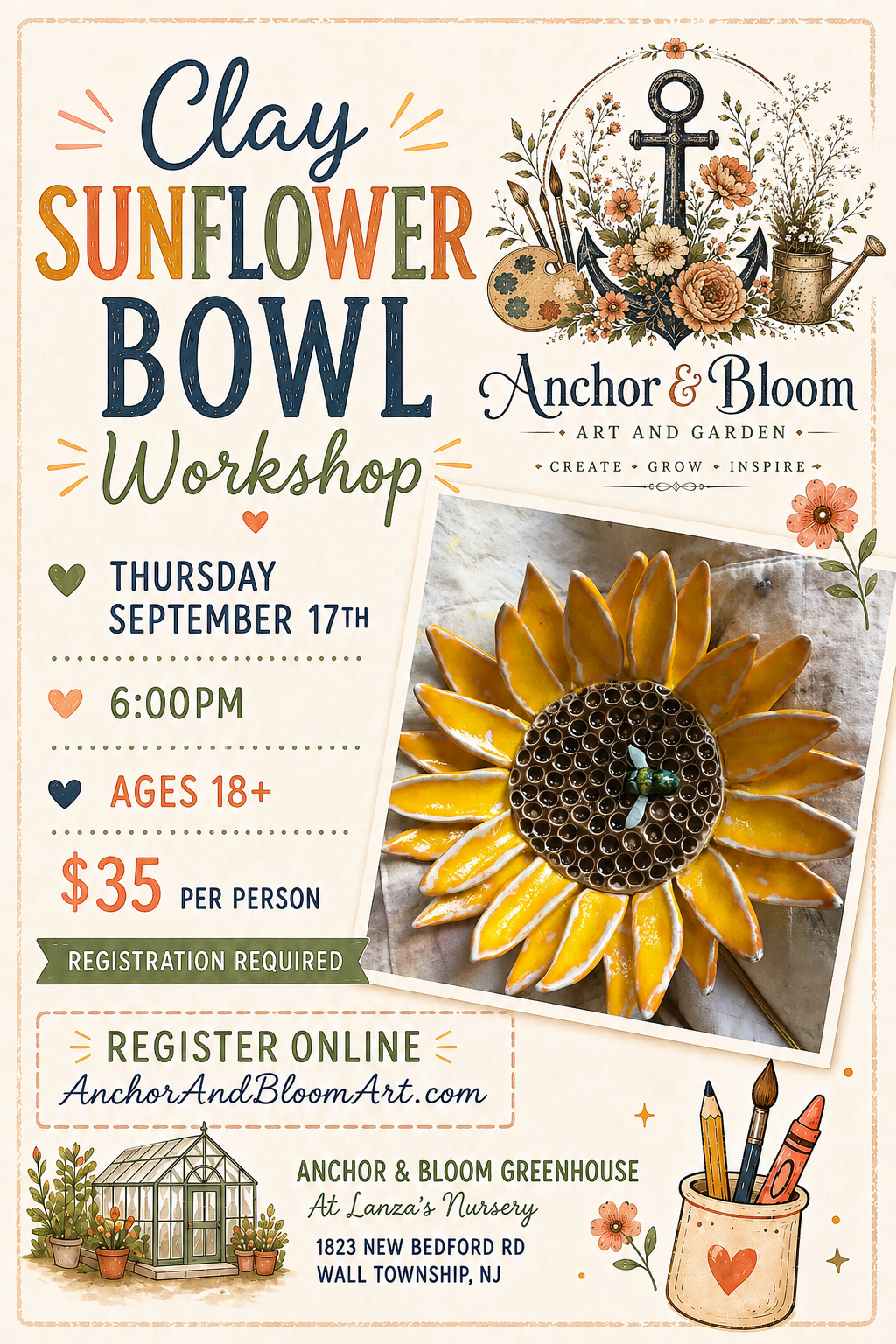 Clay Sunflower Bowls - September 17