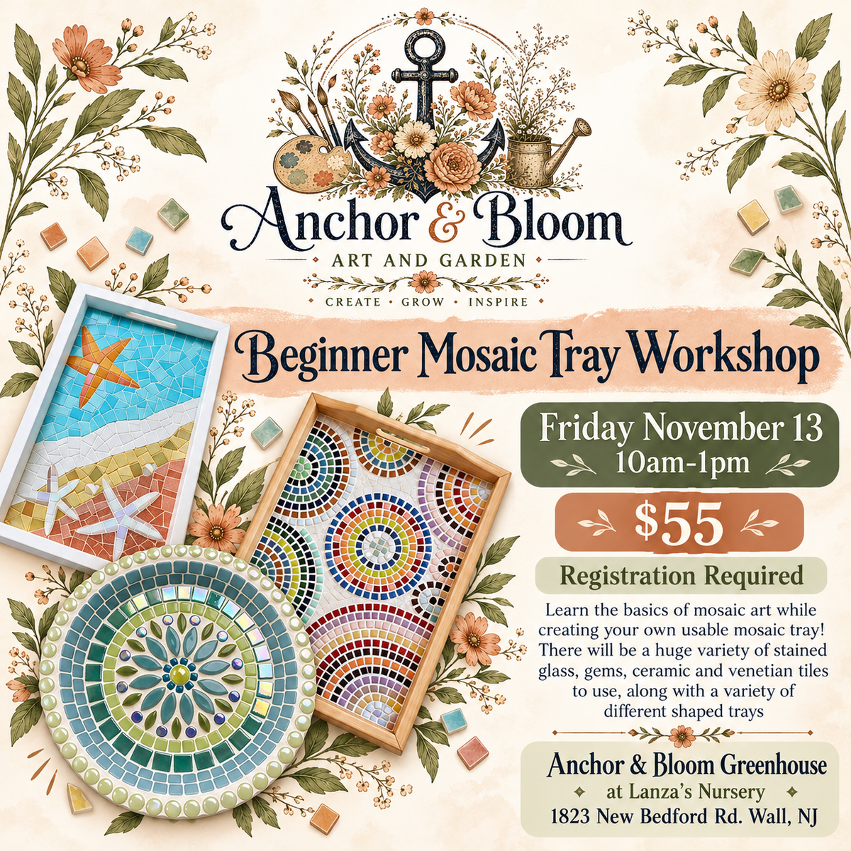 Beginner Mosaic Tray Workshop - November 13