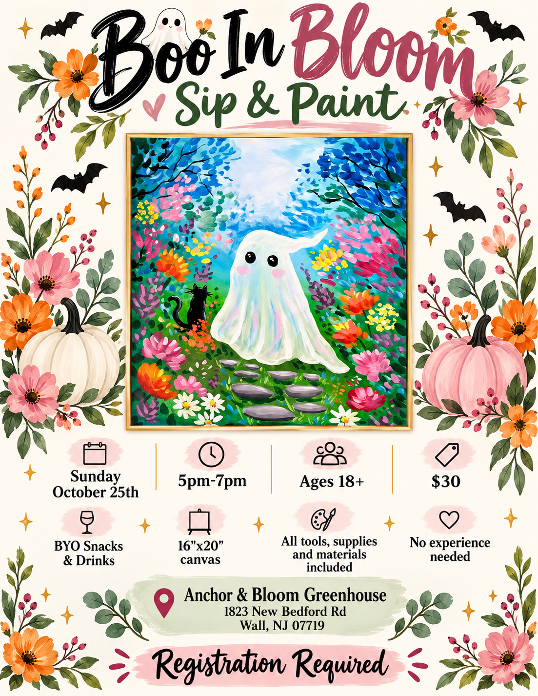Boo In Bloom Canvas Sip & Paint - October 25
