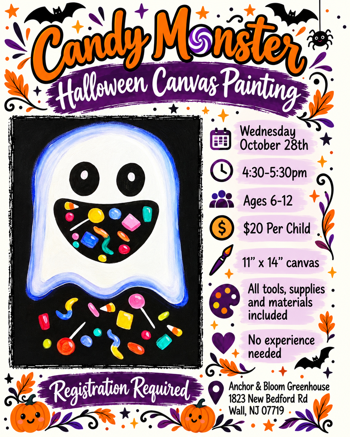 Kids Canvas Painting - Candy Monster - October 28
