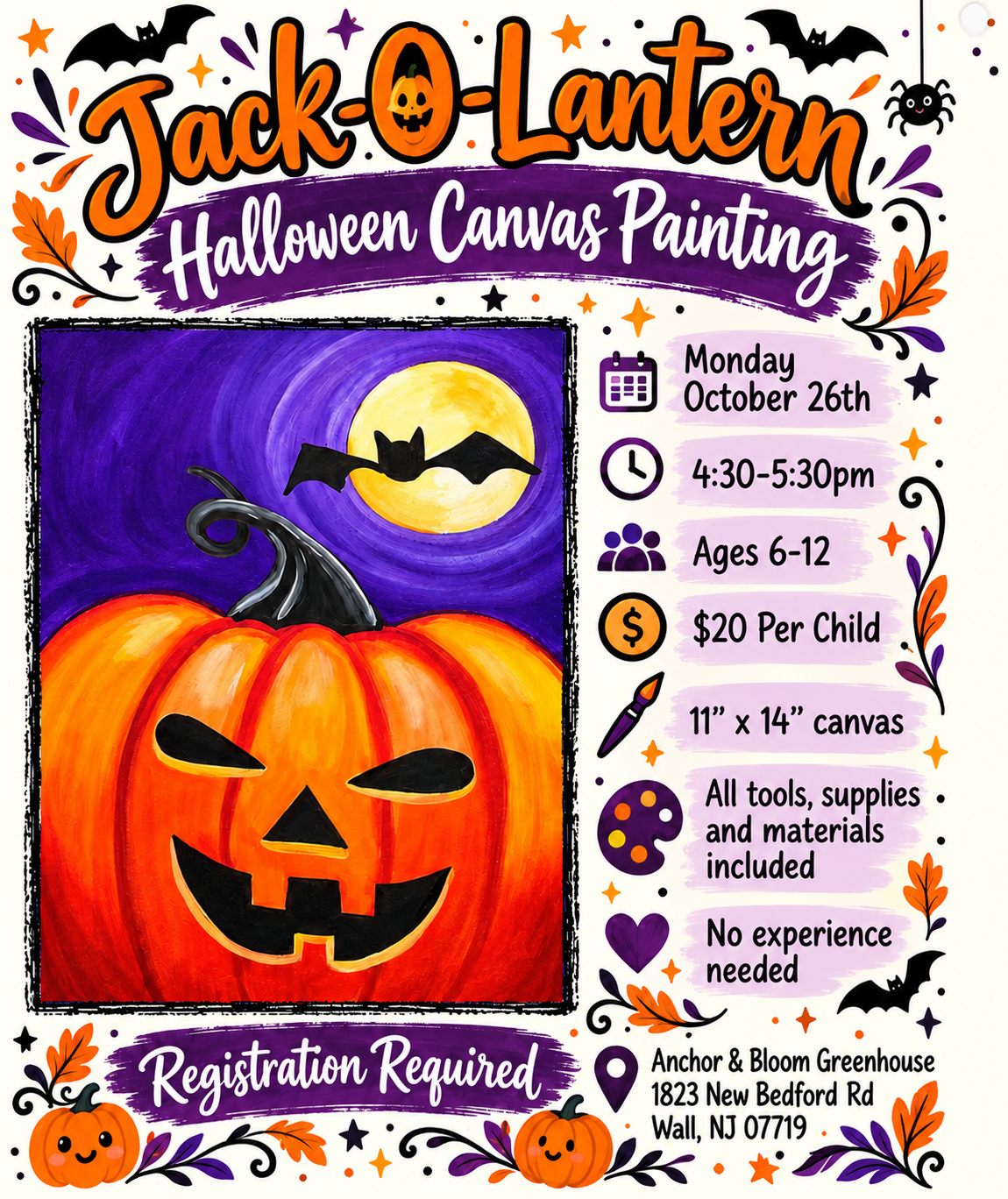 Kids Canvas Painting - Jack-O-Lantern - October 26