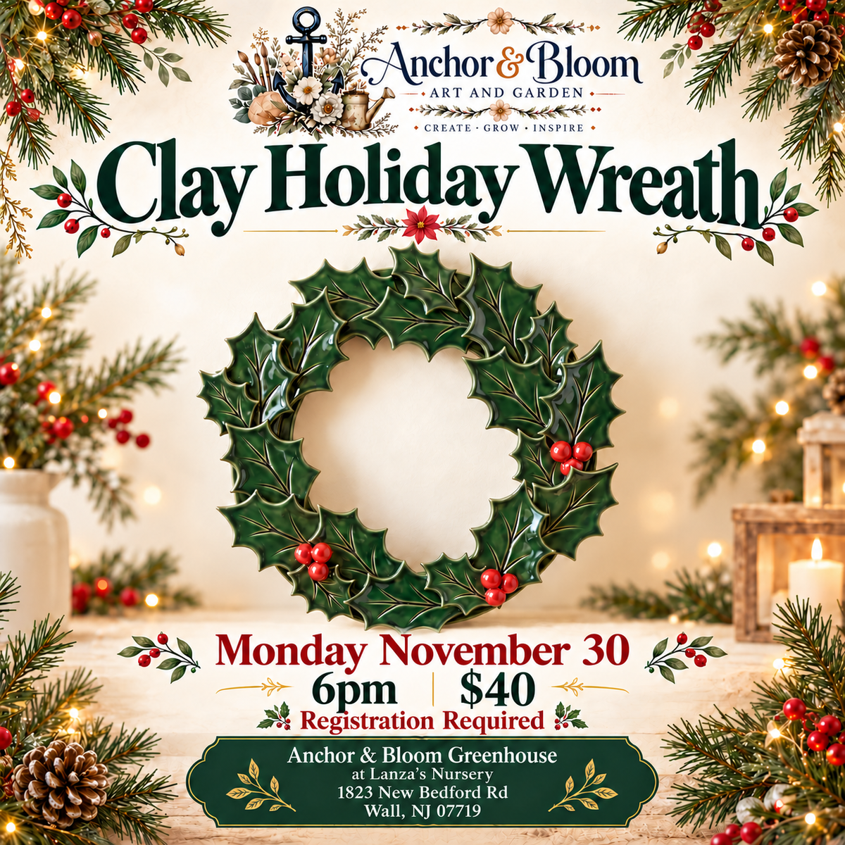 Clay Holiday Wreath - November 30