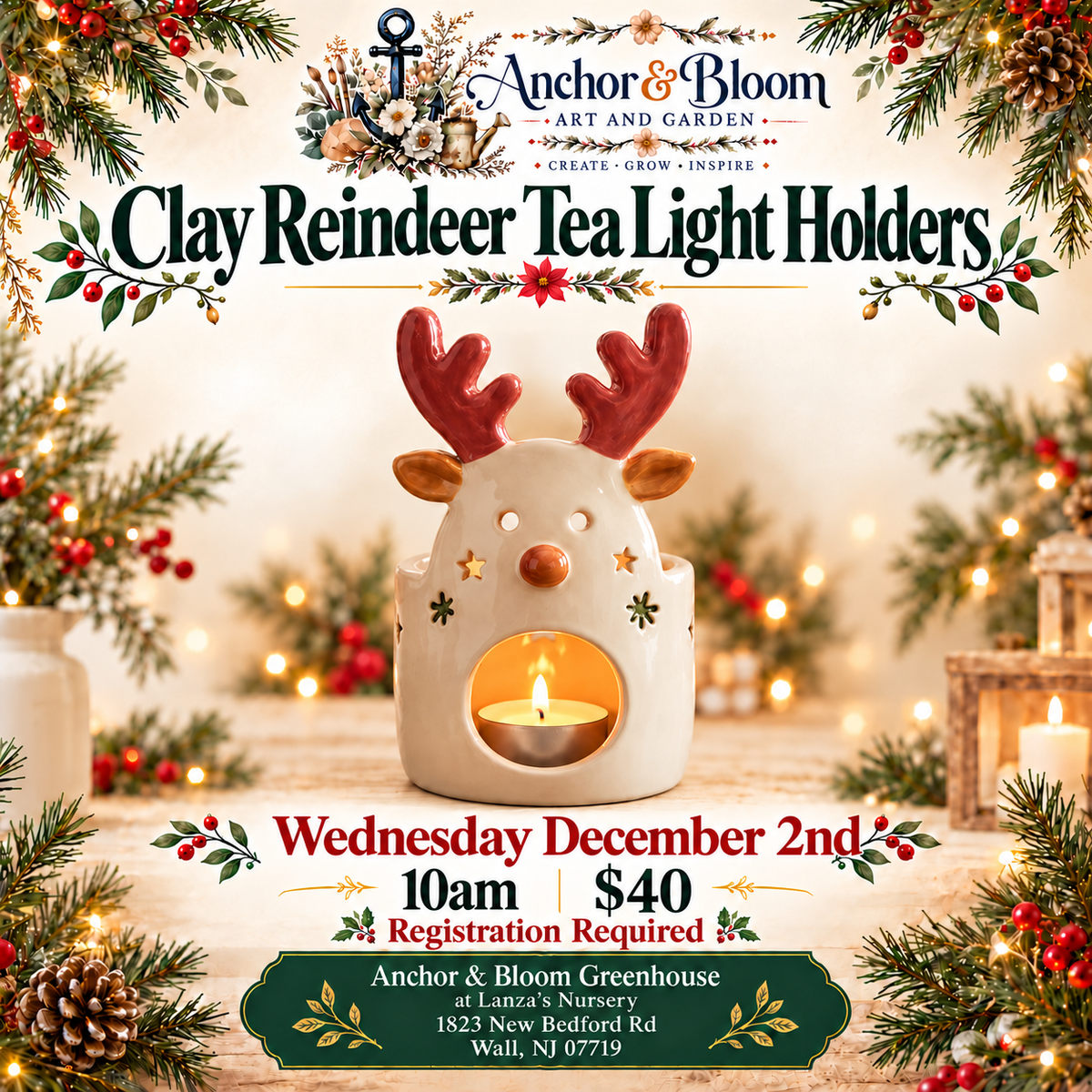 Clay Reindeer Tea Light Holders - December 2