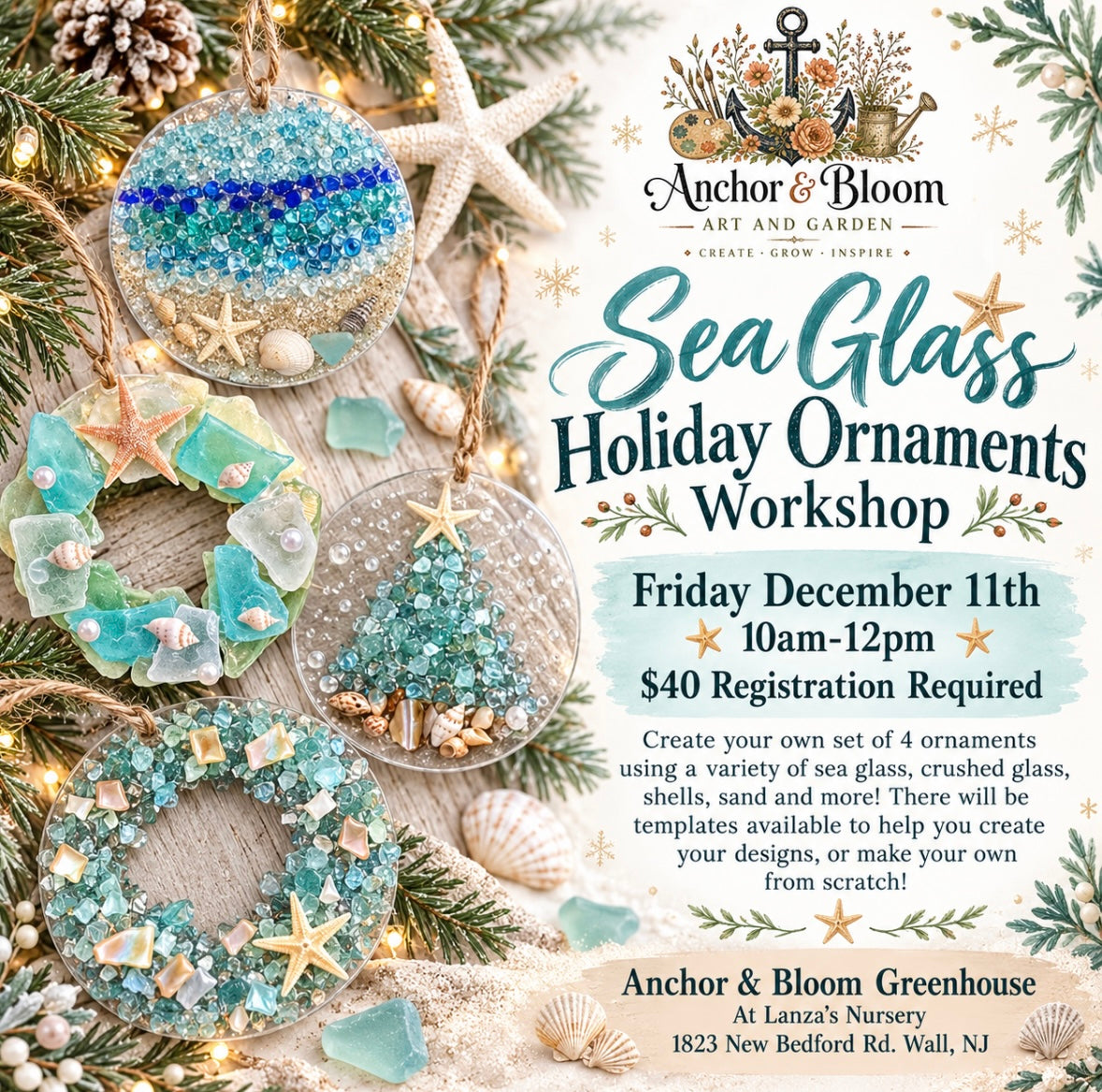 Sea Glass Holiday Ornaments - December 11th 10am