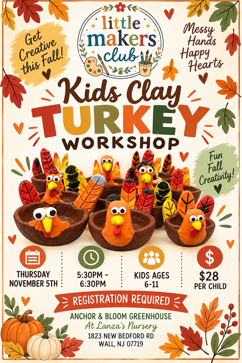 Kids & Clay - Clay Turkey Workshop - November 5