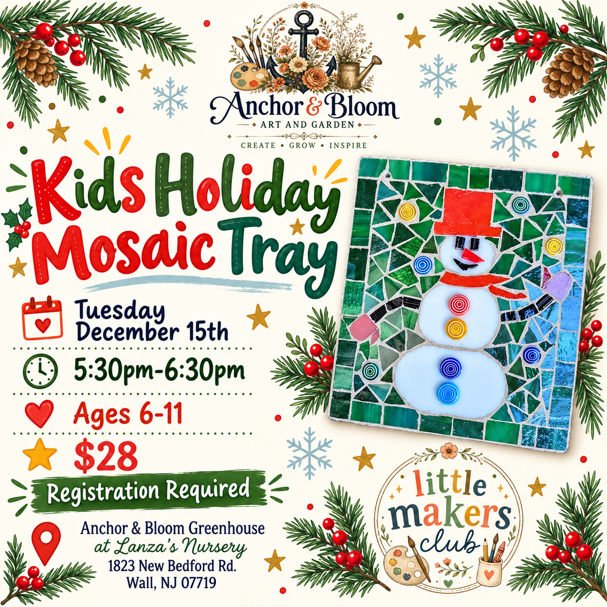Kids Holiday Mosaic Tray - December 15