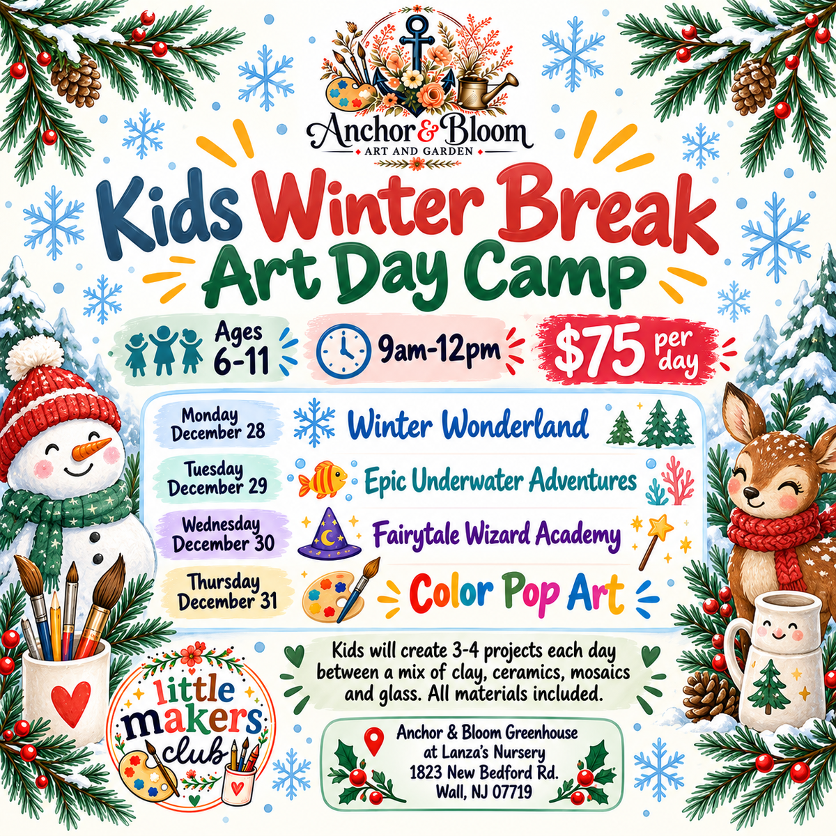 Kids Winter Break Art Camp - Monday 12/28 - Winter Wonderland