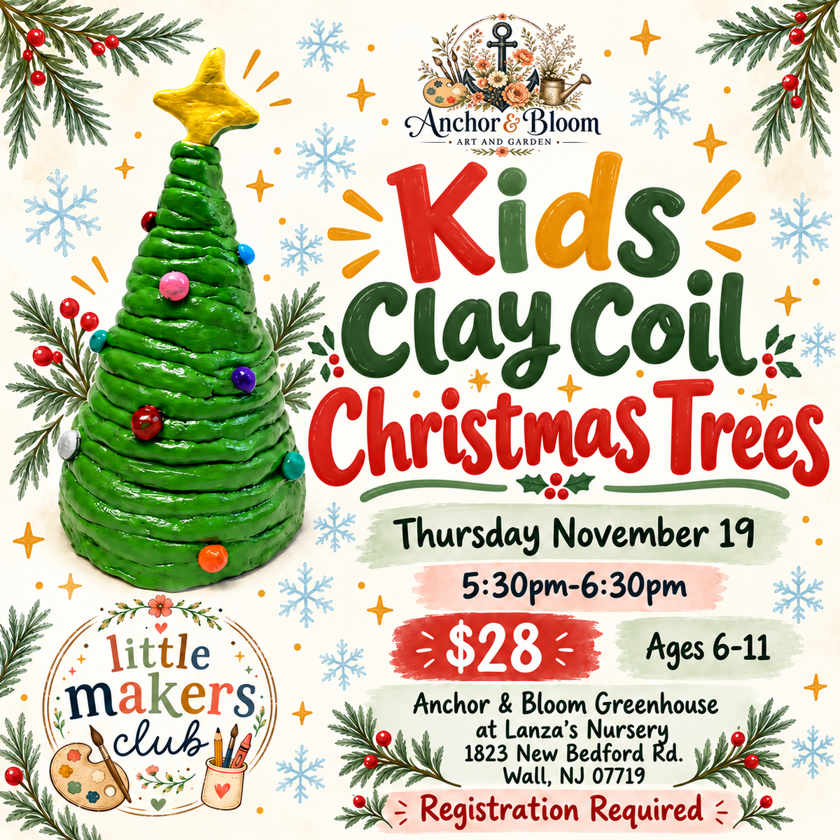 Kids & Clay - Clay Coil Christmas Tree- November 19