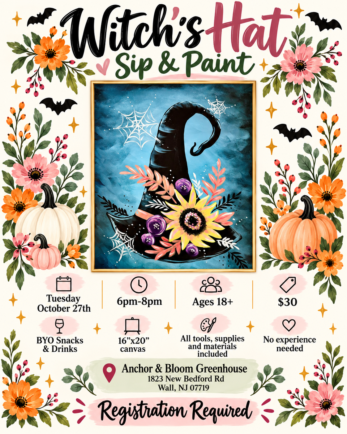 Witch's Hat Canvas Sip & Paint - October 27