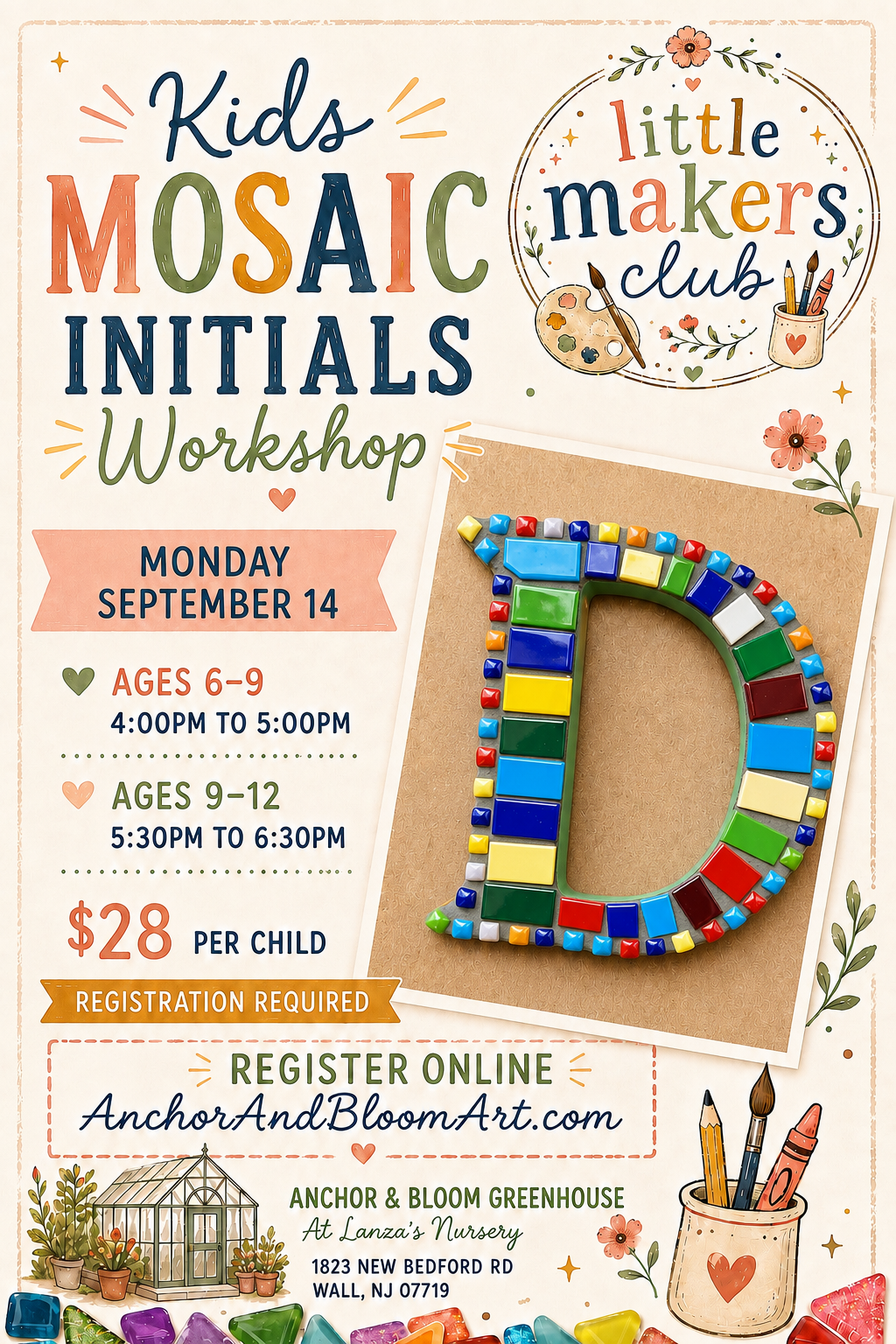 Little Maker's Workshop - Mosaic Initials - September 14