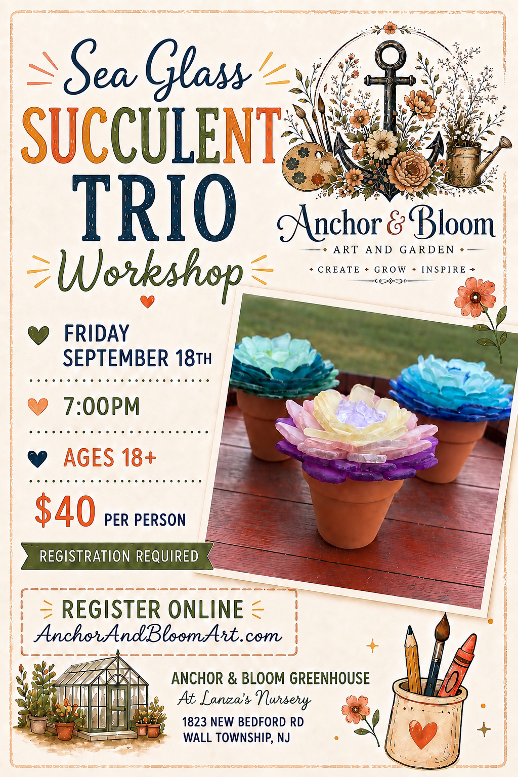 Sea Glass Succulent Trio - September 18
