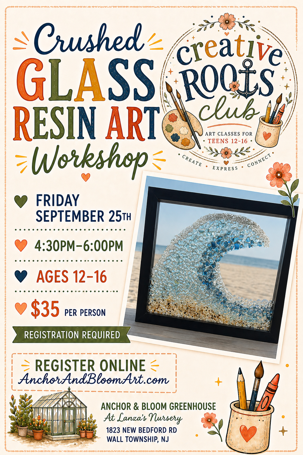 Creative Roots Club - Crushed Glass Resin Art - September 25